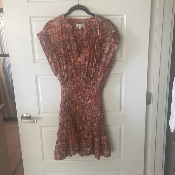A.L.C. Carly Smocked Print Silk Mini Dress, Size 2 - Picture 12 of 14
